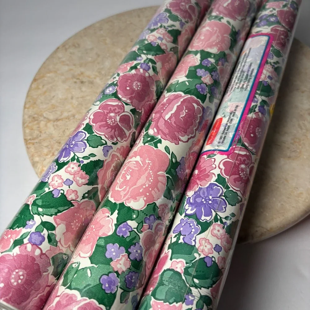 Con-Tact Shelf‎ Liner 19yds Pink English Rose Floral Vintage 1991 Self-Adhesive